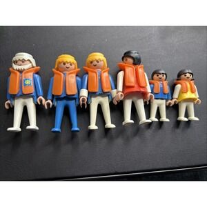 Vintage Set Of 6 Playmobil Family With Life‎ Vests
